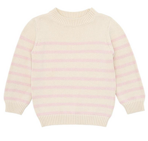 Minnow Stripe Sweater in Cream/Pink