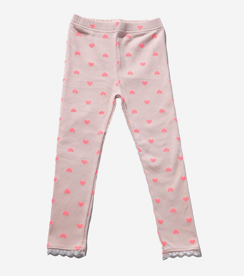 Petite Hailey Tutu Top and Leggings Set in Neon Pink Hearts