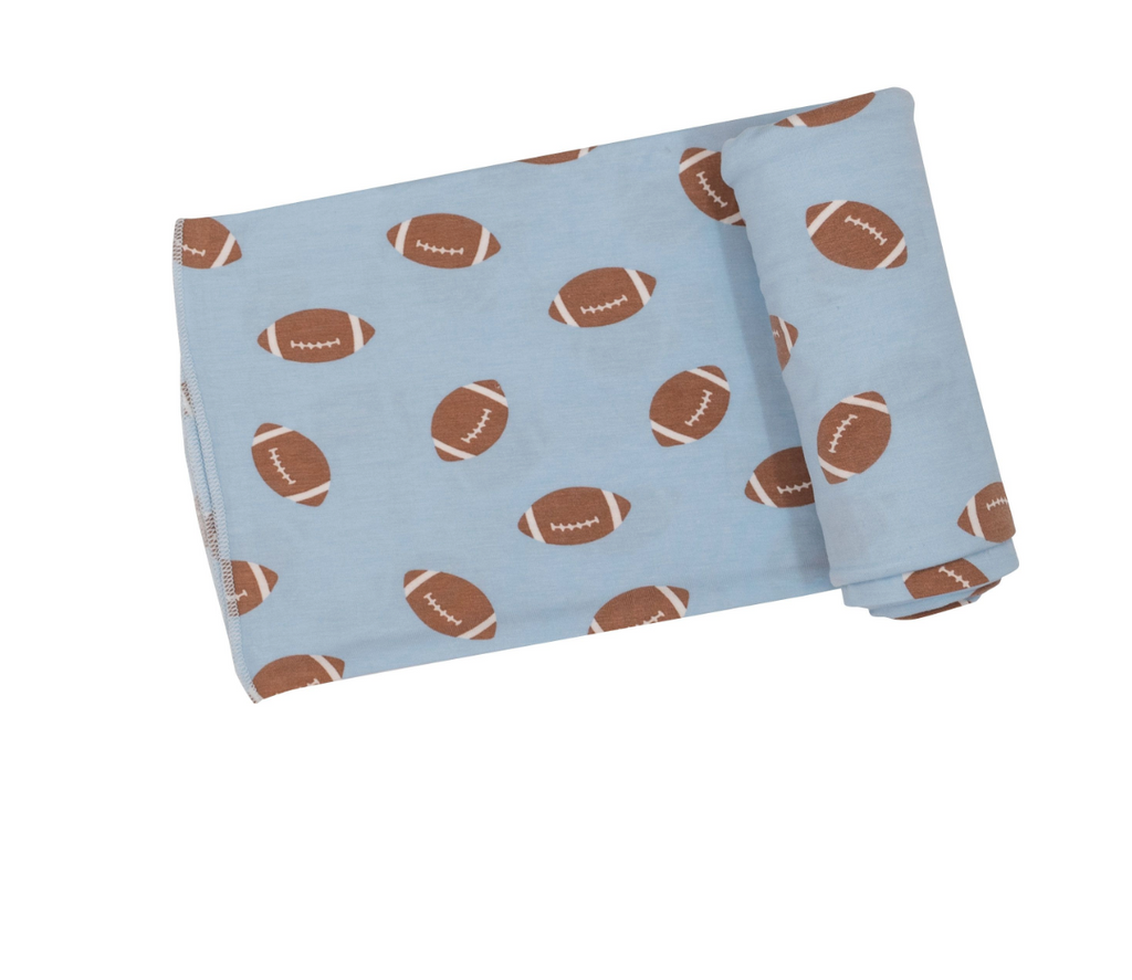 Angel Dear Swaddle Blanket in Football Blue