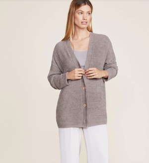 Barefoot Dreams CozyChic Lite Cable Button Cardigan in Beach Rock