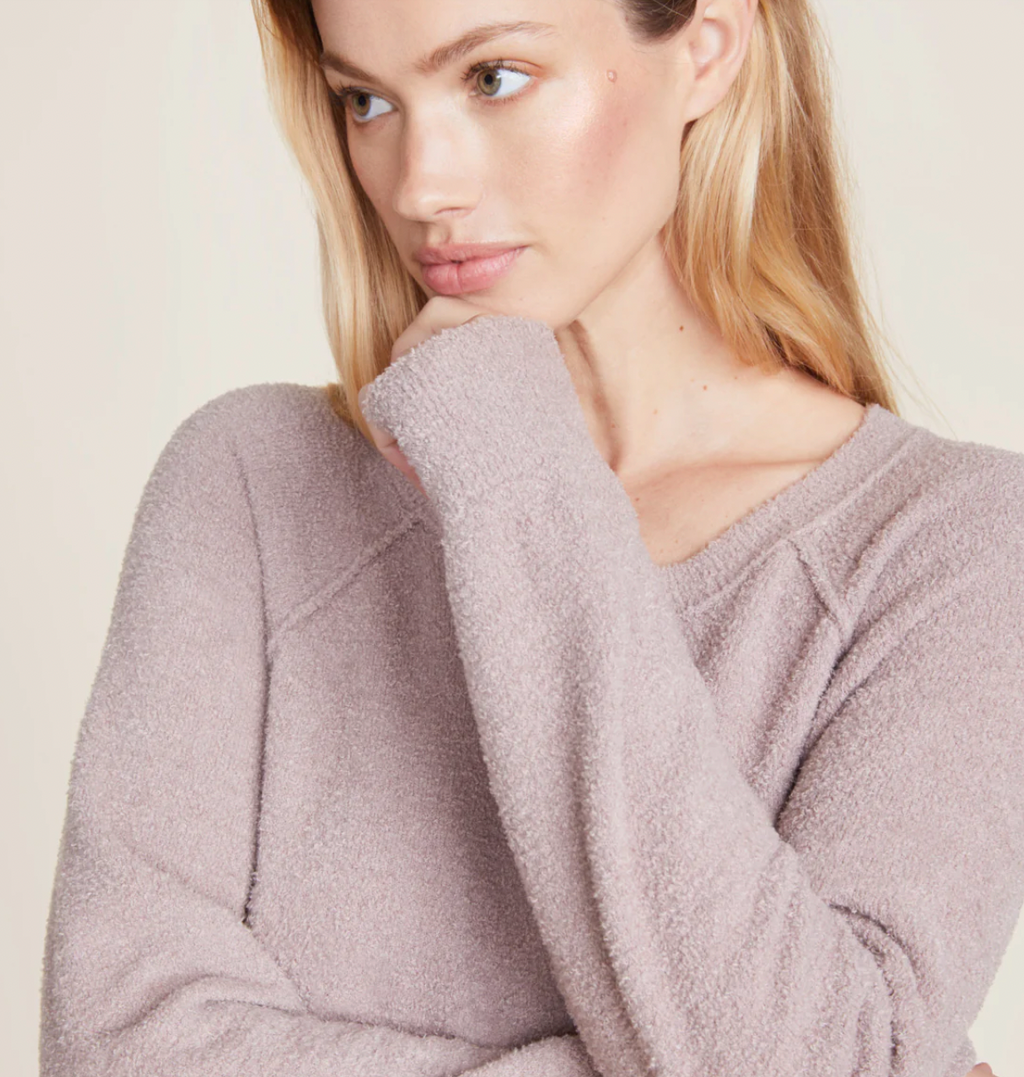 Barefoot Dreams CozyChic Lite Raglan Pullover in Deep Taupe