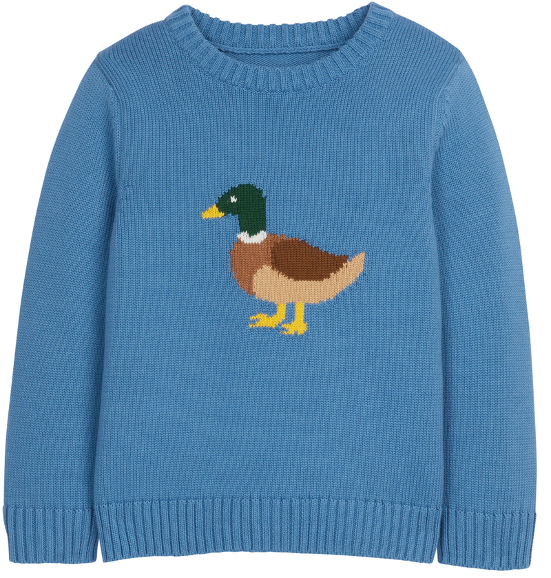 Little English Mallard Gray Blue Intarsia Sweater