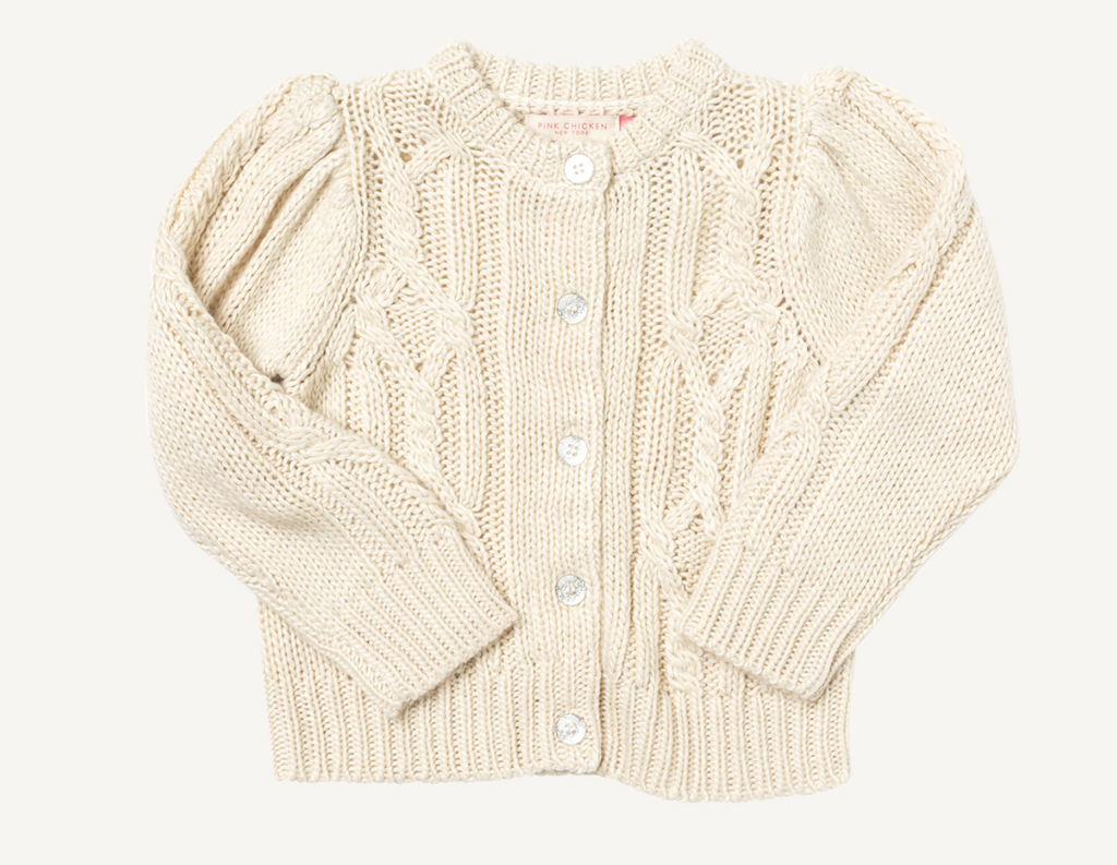 Pink Chicken Cable Constance Sweater in Cream