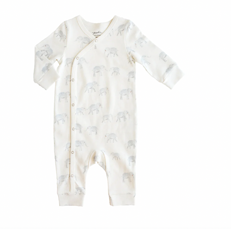 Pehr Kimono Romper in Follow Me Elephant