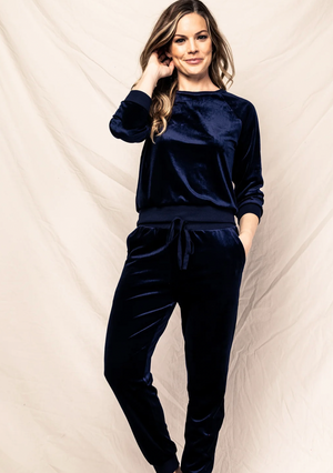 Petite Plume Women's Velour Set in Navy