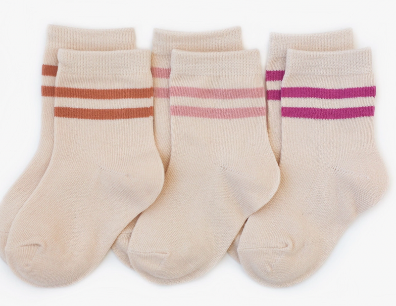 Little Stocking Co. Vanilla Striped Midi Socks 3-pack