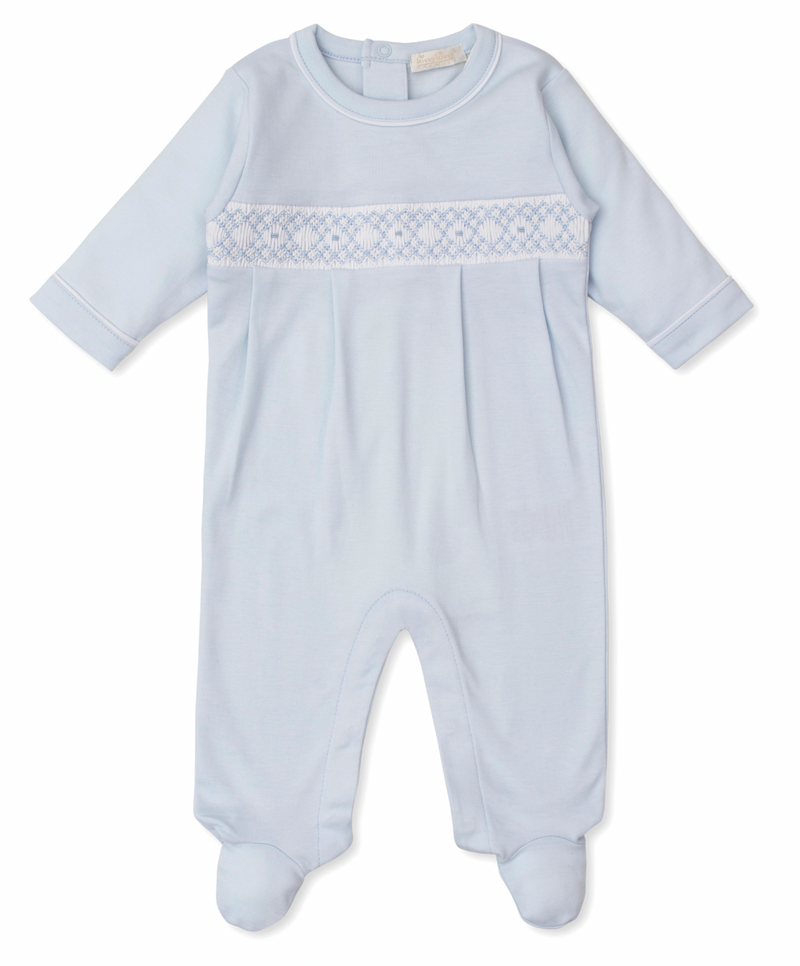 Kissy Kissy Footie with Hand Smocking in Blue