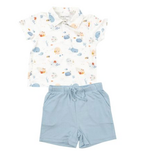 Angel Dear Polo Shirt and Short Set in Cute Ocean