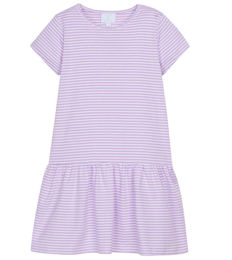 Little English Chanel T-Shirt Dress in Light Lavender Stripe