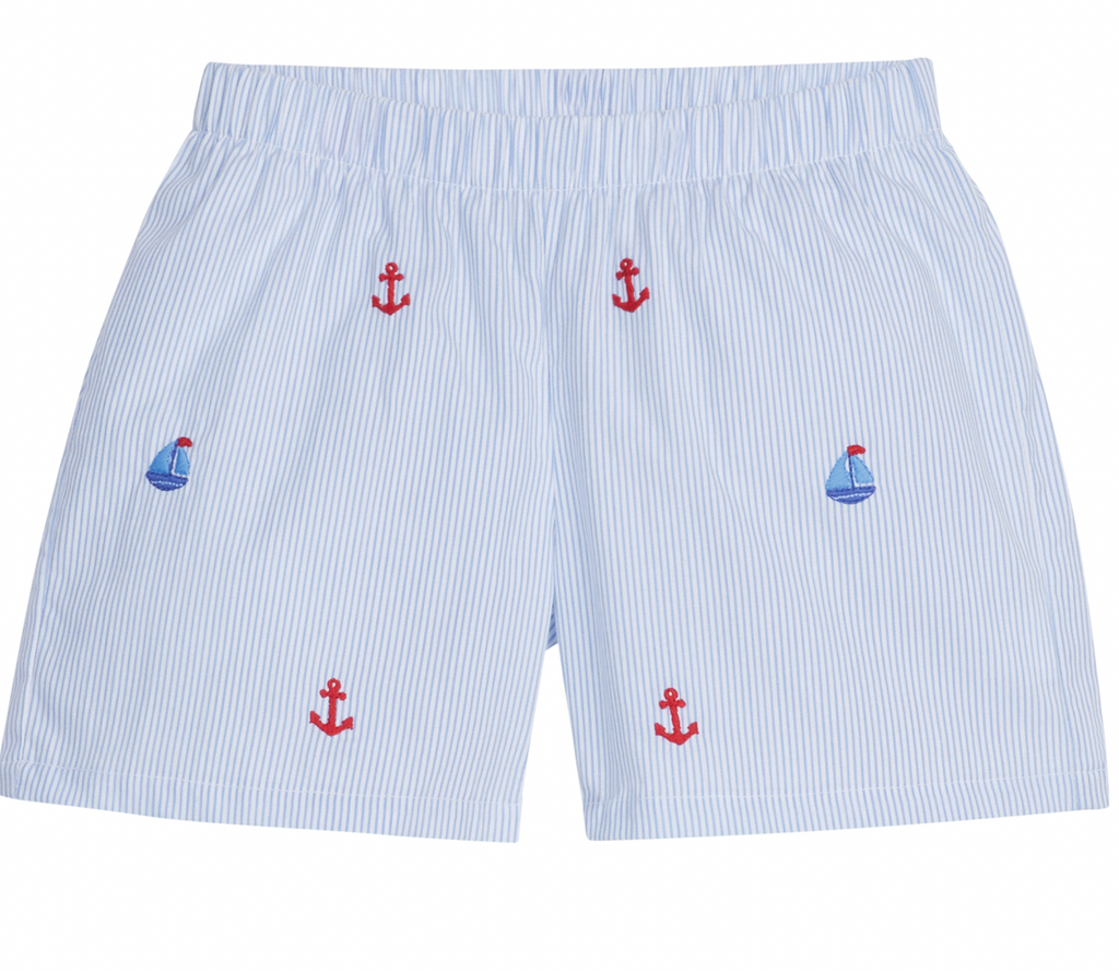Little English Embroidered Basic Short in Nautical