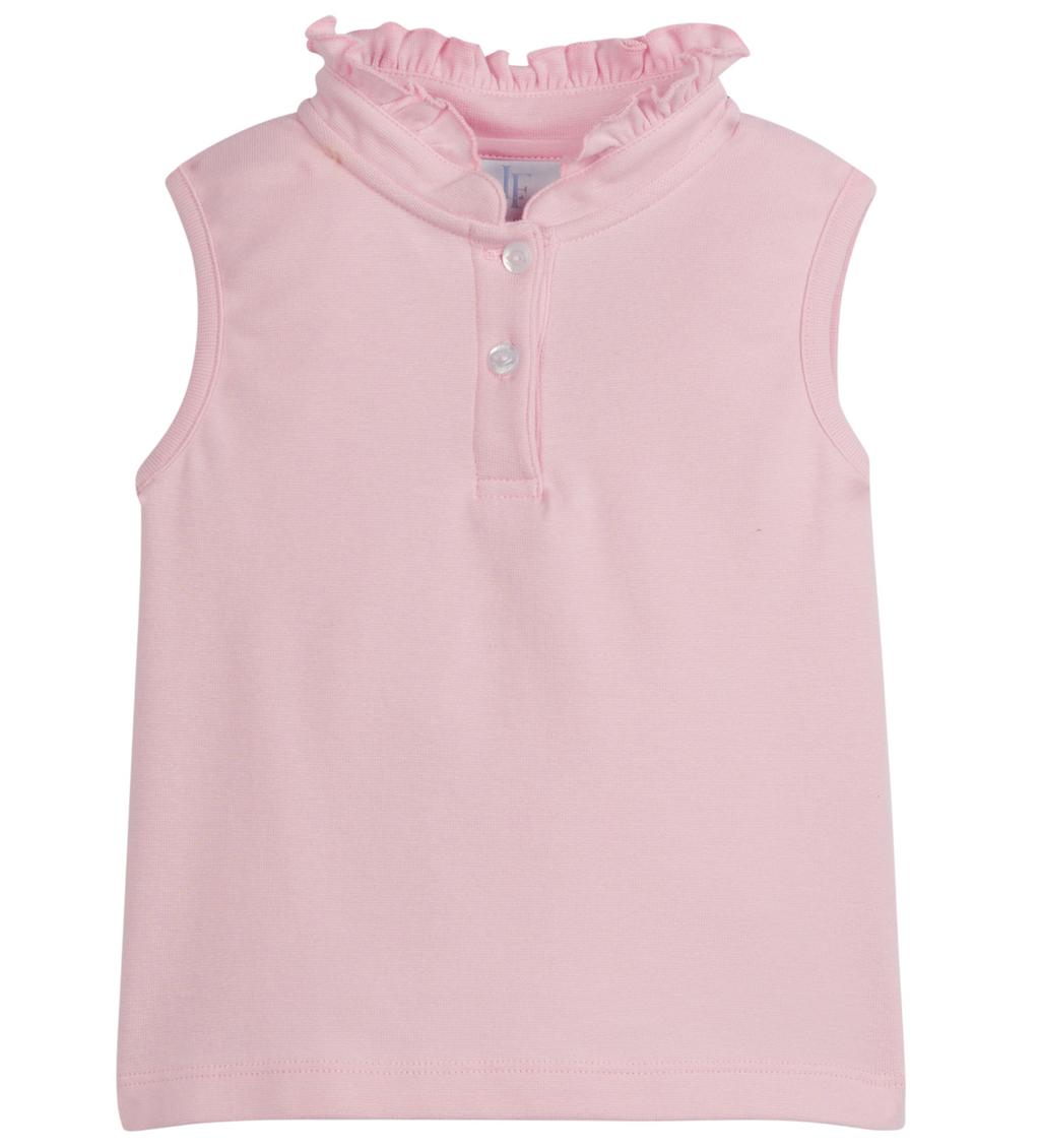 Little Sleeveless English Hastings Polo in Light Pink