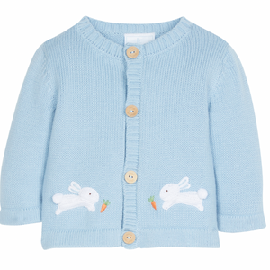 Little English Crochet Cardigan Sweater in Blue Bunny