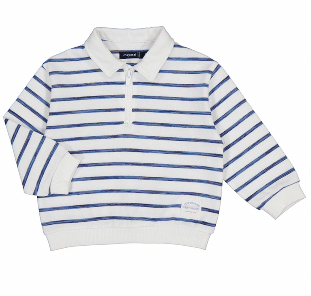Mayoral Polo Collar Pullover in Ink Stripe