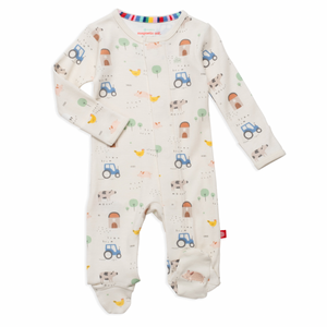 Magnetic Me Organic Cotton Footie in Pasture Bedtime