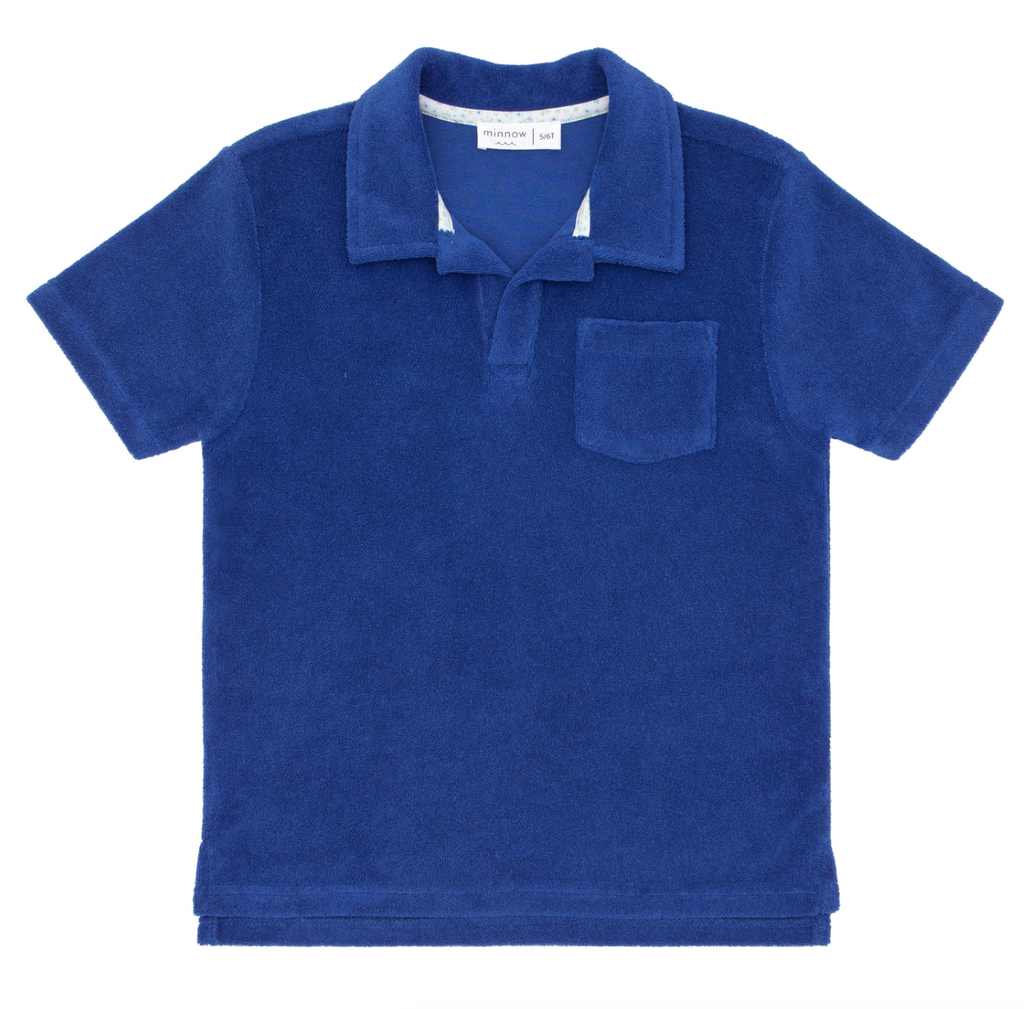 Minnow French Terry Polo in Cobalt Blue
