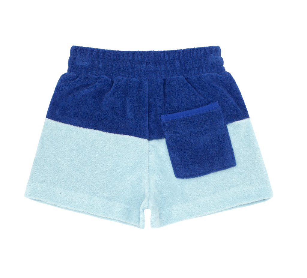 Minnow French Terry Short in Cobalt Blue Crystal Colorblock