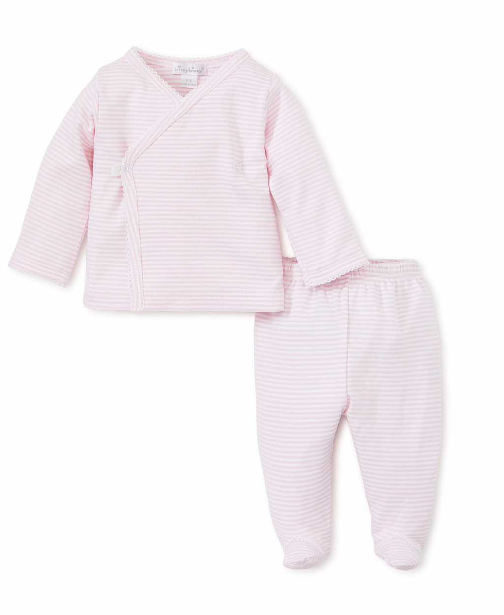 Kissy Kissy Stripes Footed Pant Set in Pink