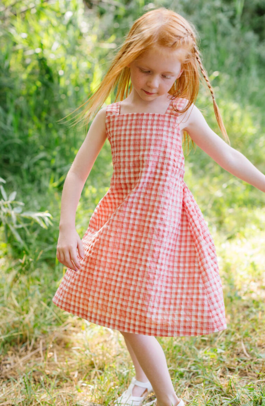 Thimble Beach Dress in Watermelon Plaid