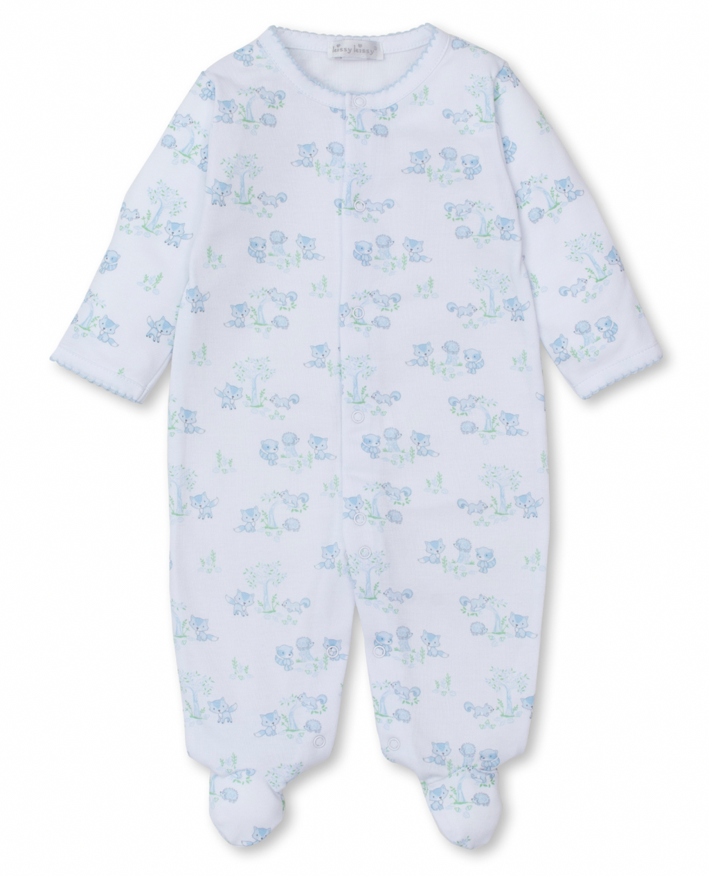 Kissy Kissy Snap Footie in Light Blue Forest Fun