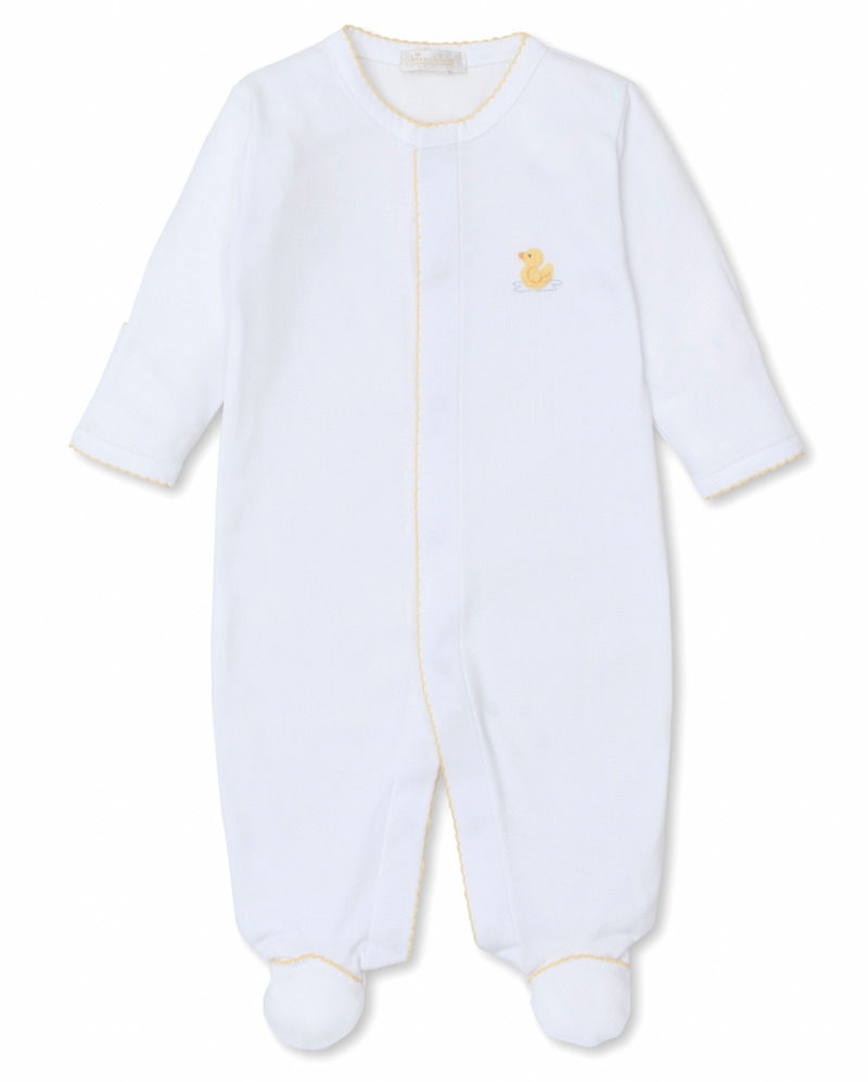 Kissy Kissy Embroidered Snap Footie in Premier Duckling White