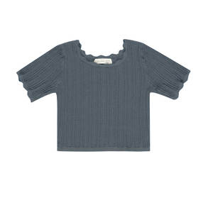 Rylee + Cru Scallop Tee in Indigo