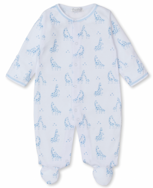 Kissy Kissy Snap Front Footie in Blue Giraffe Glee