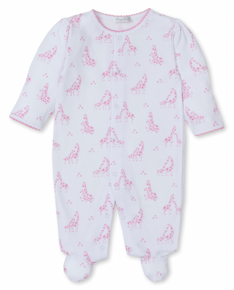 Kissy Kissy Snap Front Footie in Pink Giraffe Glee