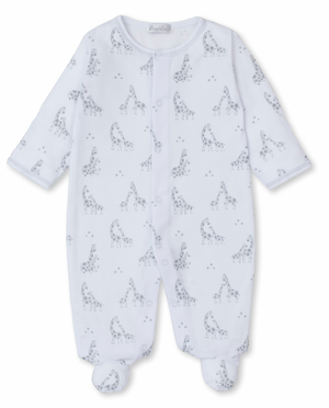 Kissy Kissy Snap Front Footie in Silver Giraffe Glee