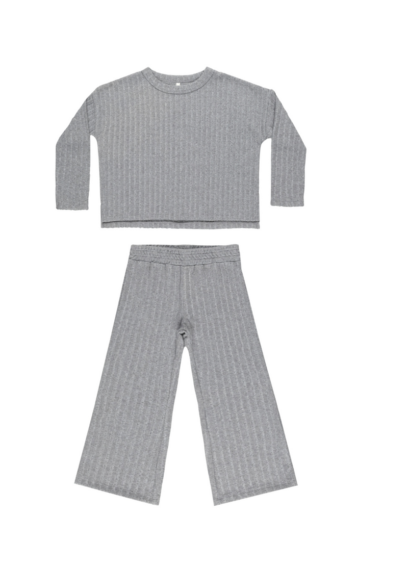 Rylee + Cru Cozy Rib Knit Set in Dusty Blue