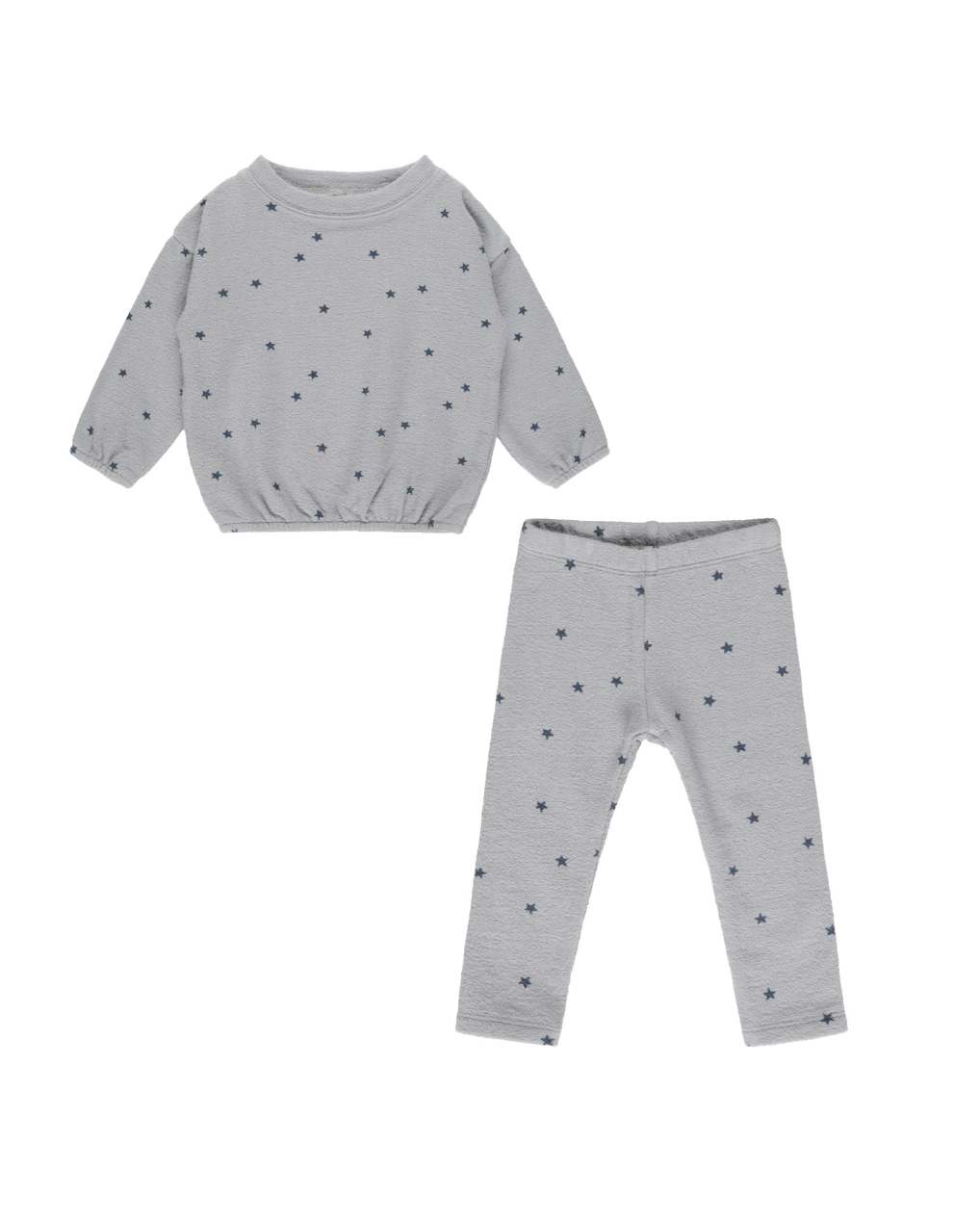 Rylee + Cru Spongy Knit Set in Blue Stars