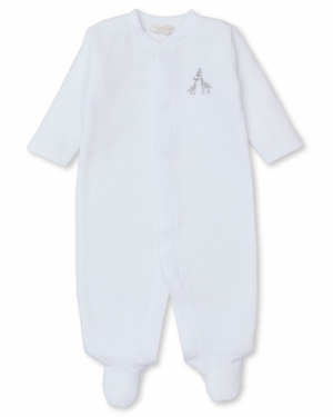 Kissy Kissy Jacquard Snap Footie in White Giraffe Glee