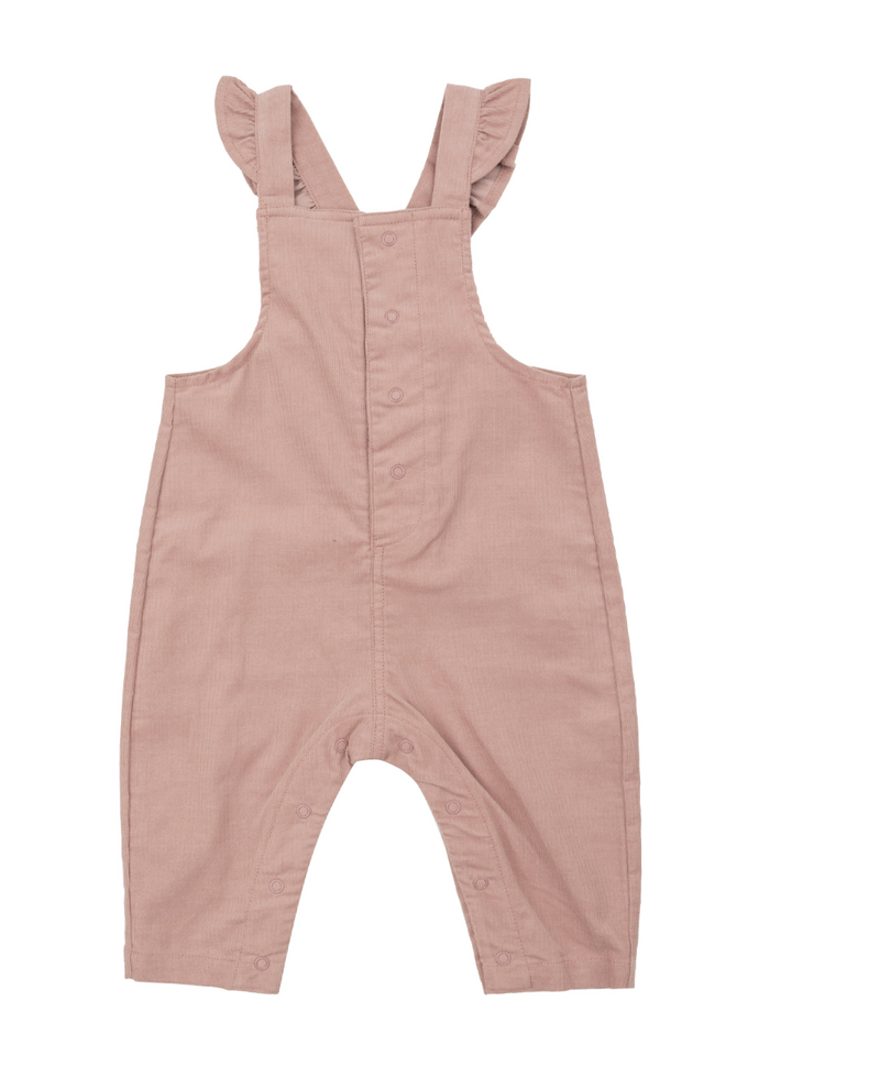 Angel Dear Front Ruffle Overall in Misty Rose Corduroy