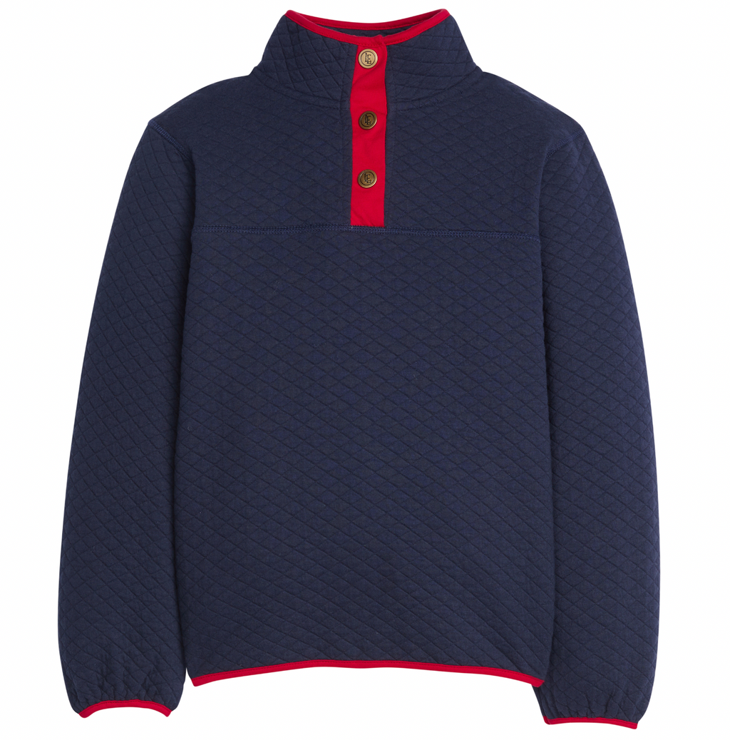 Little English Quilted Pullover in Navy