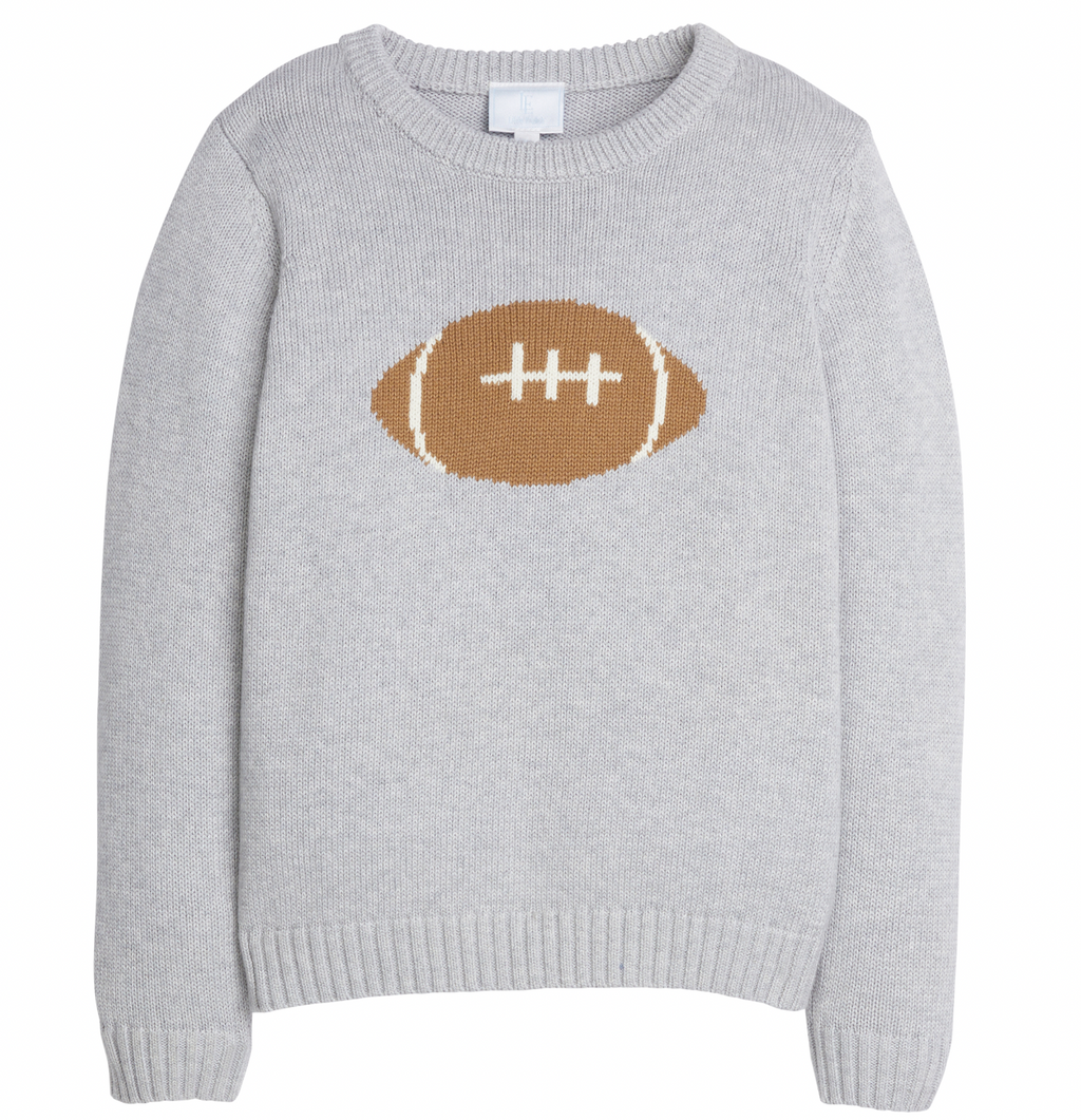 Little English Intarsia Sweater in Gray Football