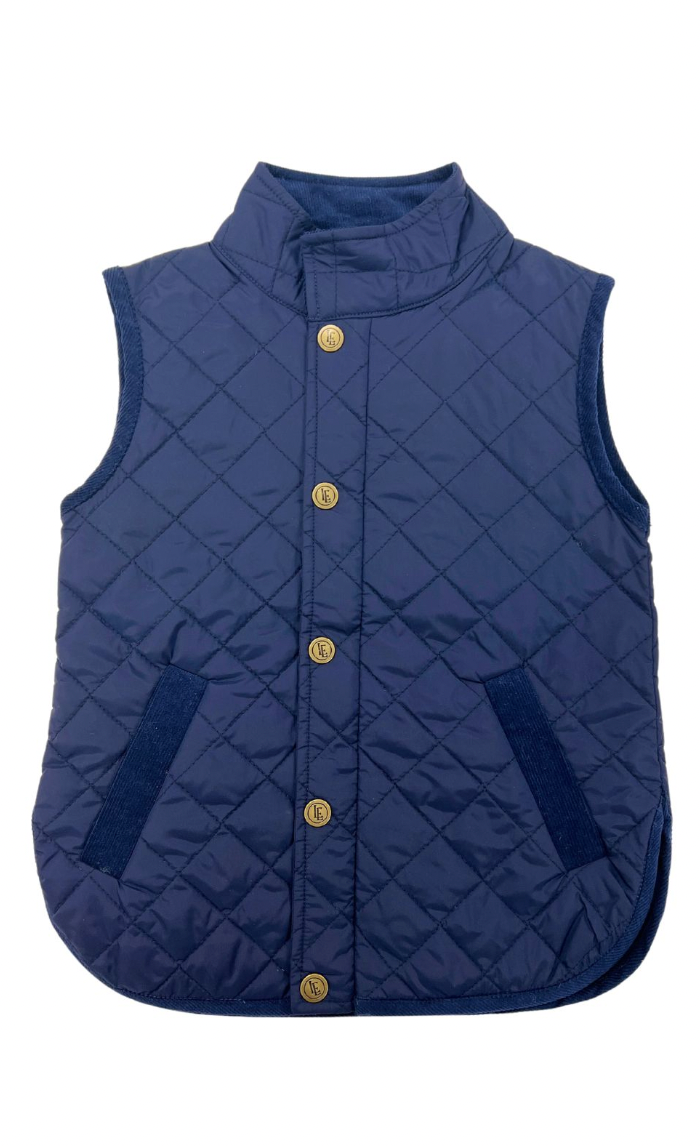 Little English Classic Quilted Vest in Navy