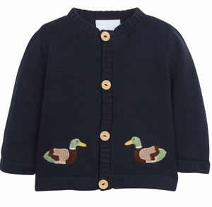 Little English Crochet Cardigan in Mallard