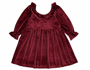 Vignette Milly Dress in Maroon Velour