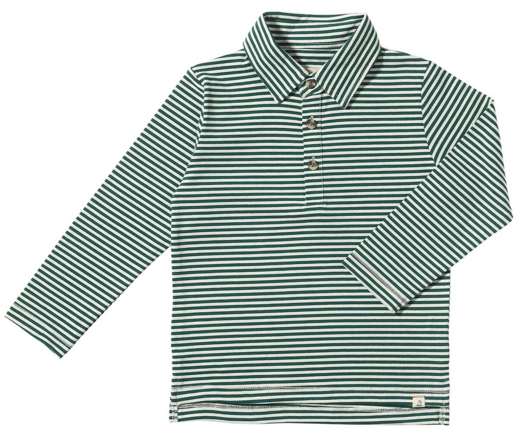 Me & Henry Midway Polo in Double Green Stripe