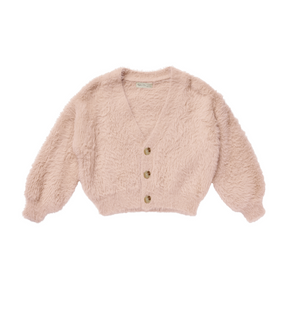 Rylee + Cru Fuzzy Cardigan in Blush