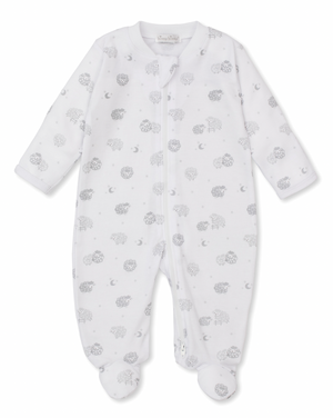 Kissy Kissy Zip Footie in Silver Baa Baa Baby Sheep