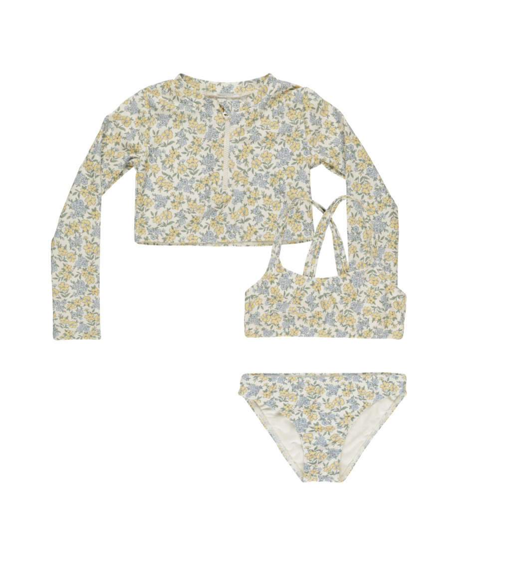 Rylee + Cru Cropped Rashguard Set in Blooms