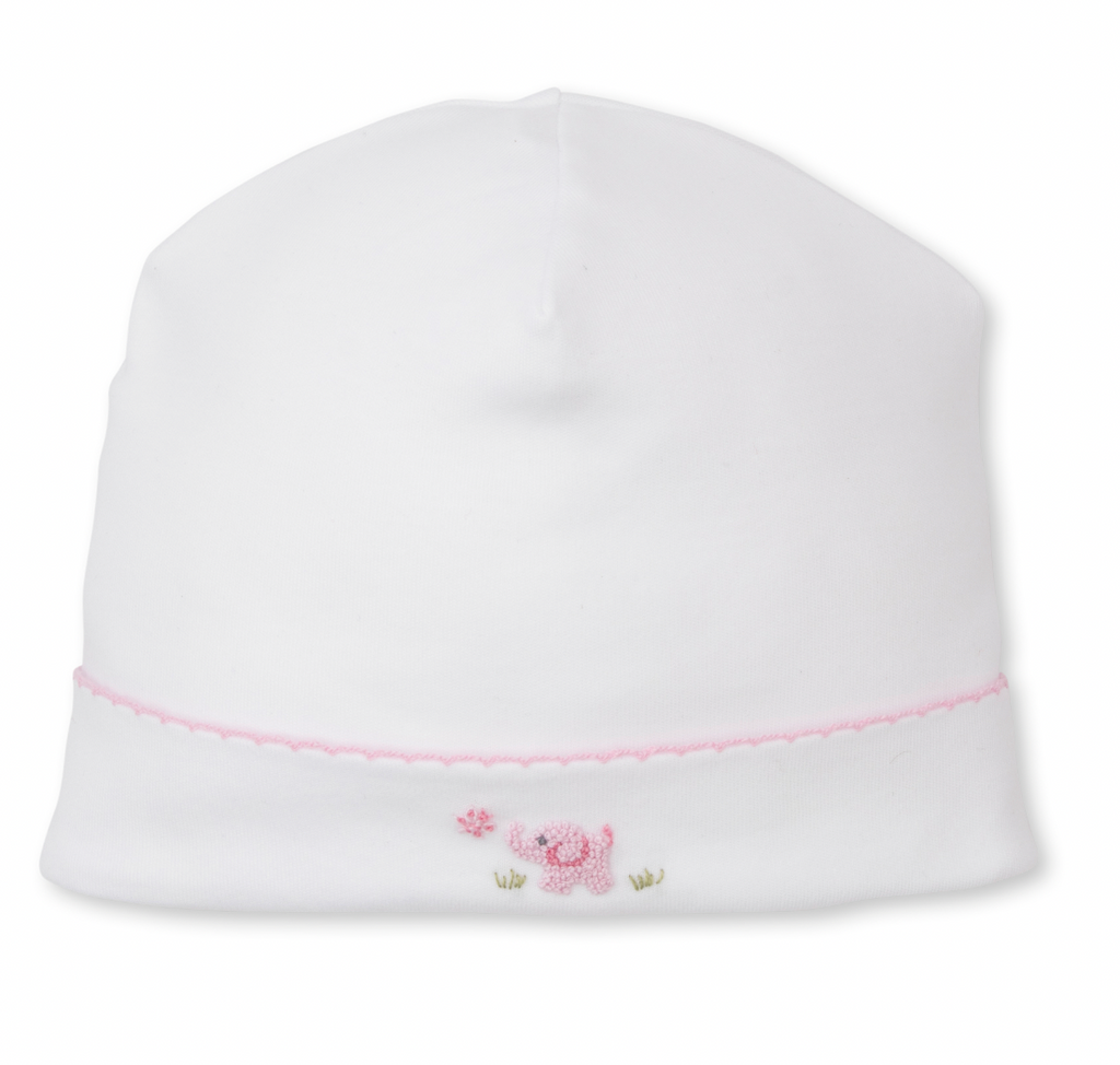 Kissy Kissy Hand Embroidered Hat in Premier Pink Elephant Empire