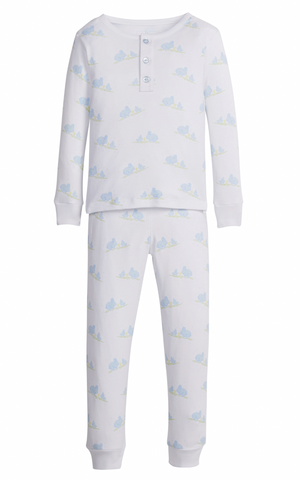 Little English Pajamas in Blue Bunnies