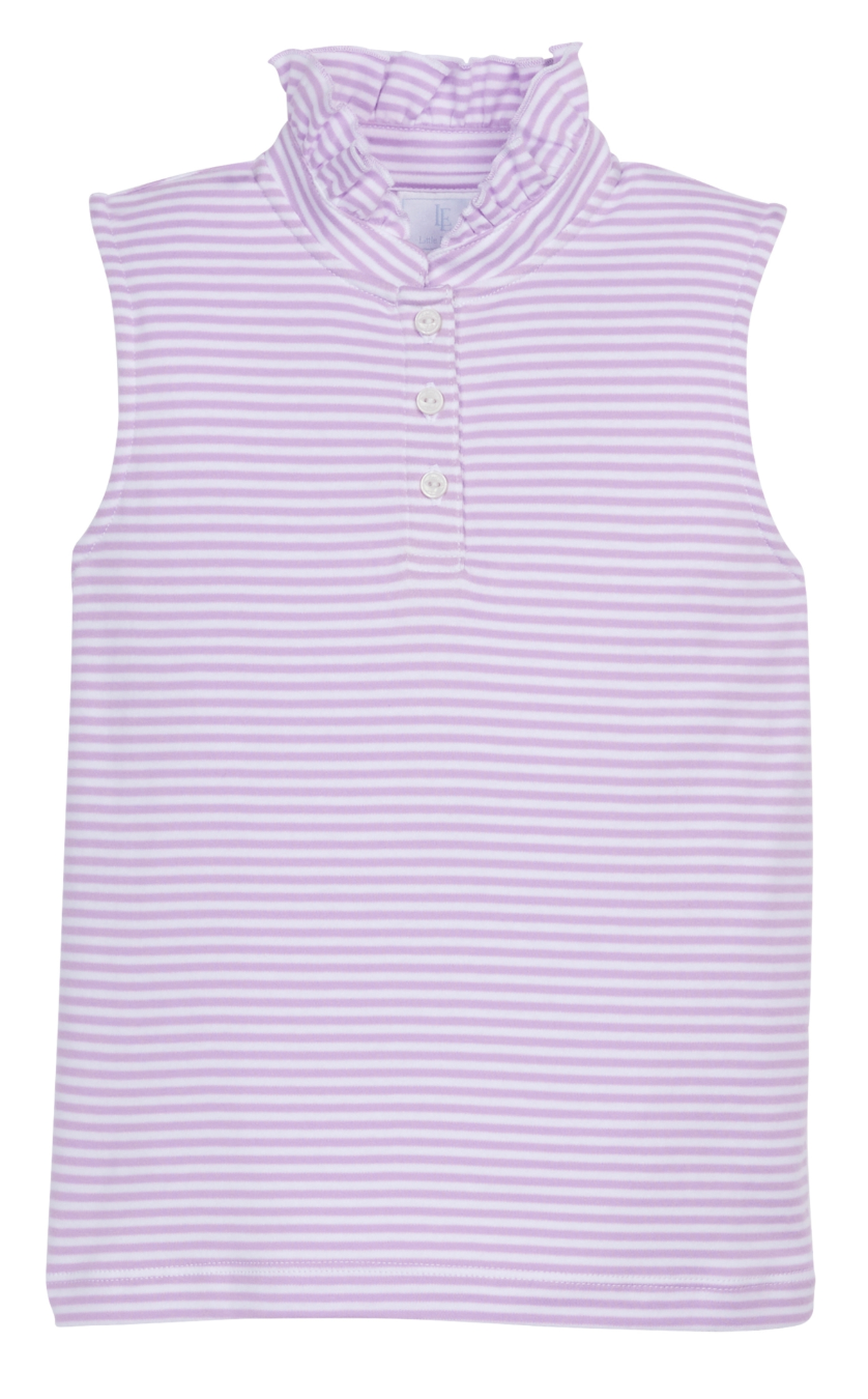 Little English Hastings Polo in Lavender Stripe