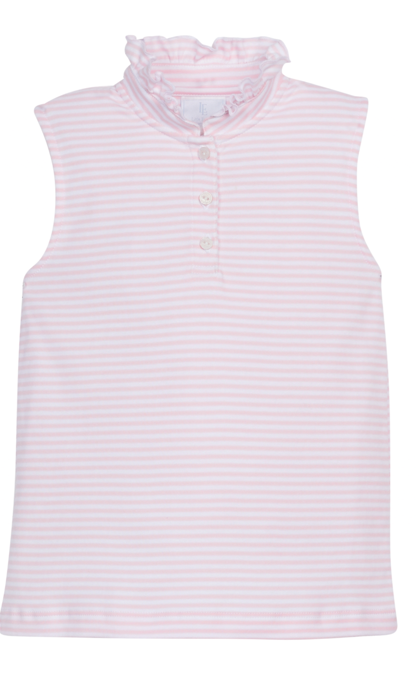 Little English Hastings Polo in Light Pink Stripe