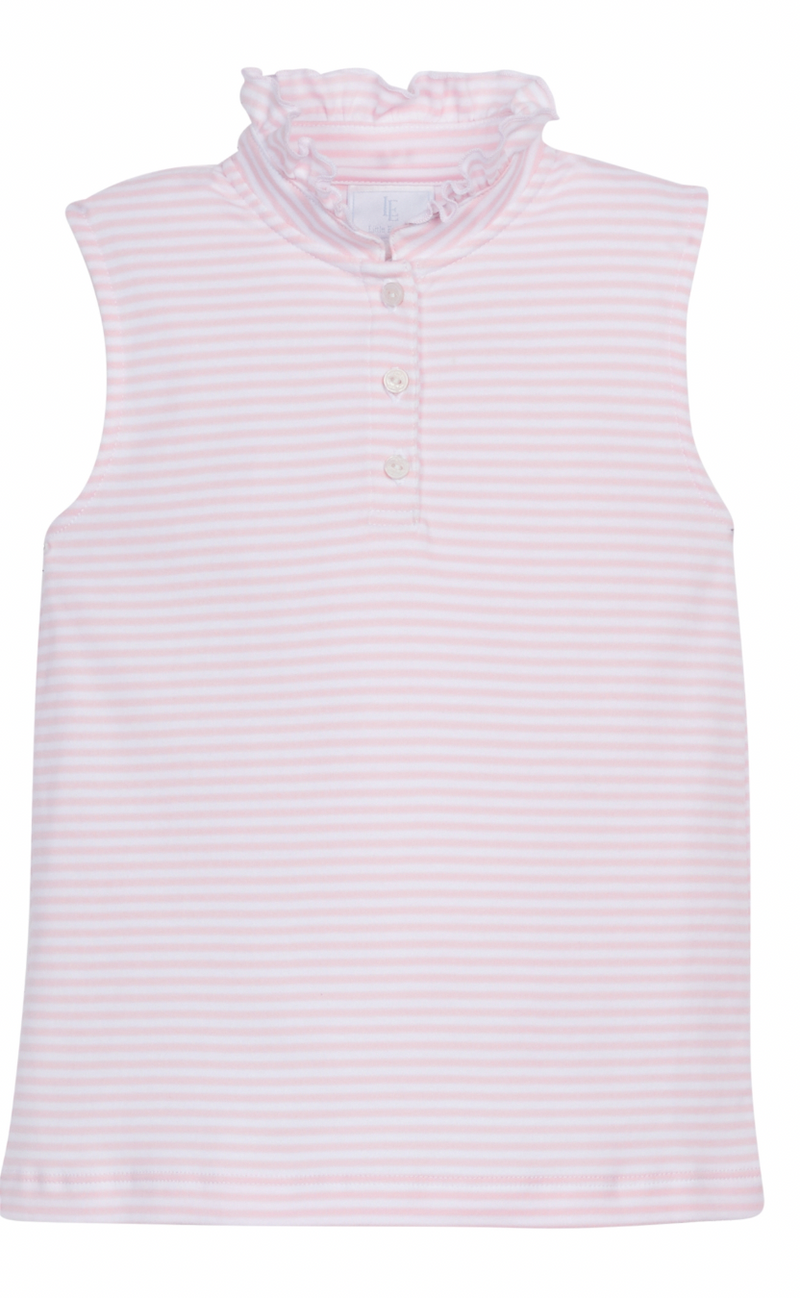 Little English Hastings Polo in Light Pink Stripe