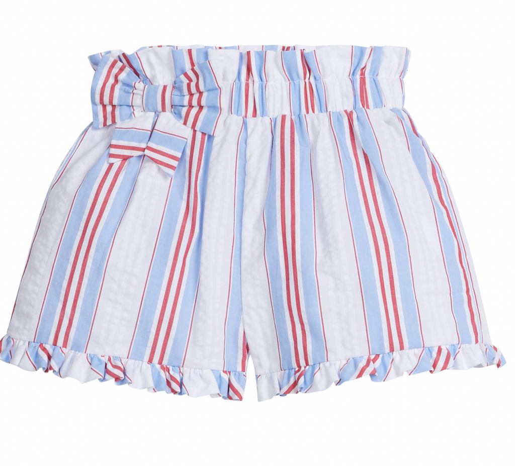 Little English Paperbag Bow Short in Americana Stripe