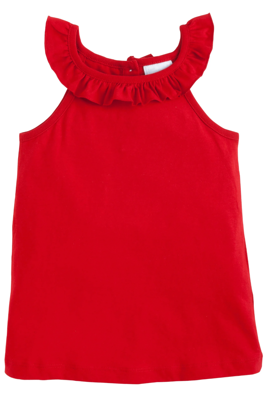 Little English Ruffled Tank in Red