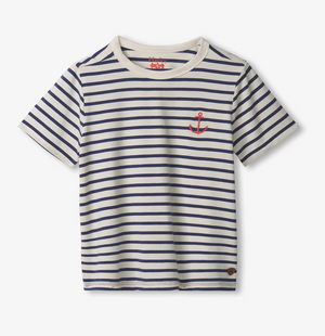 Hatley Blue Indigo Stripe Bamboo Tee with Anchor