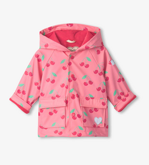 Hatley Cherries Snap Raincoat in Peony Pink